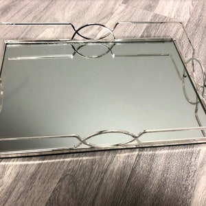 Silver Vanity Trays/ Perfume Tray/ Makeup Tray/ Cupcake Tray/ Gold Tray/ Bedroom Vanity Tray/ Bathroom Vanity Tray/ Mirror Base Tray/ image 1