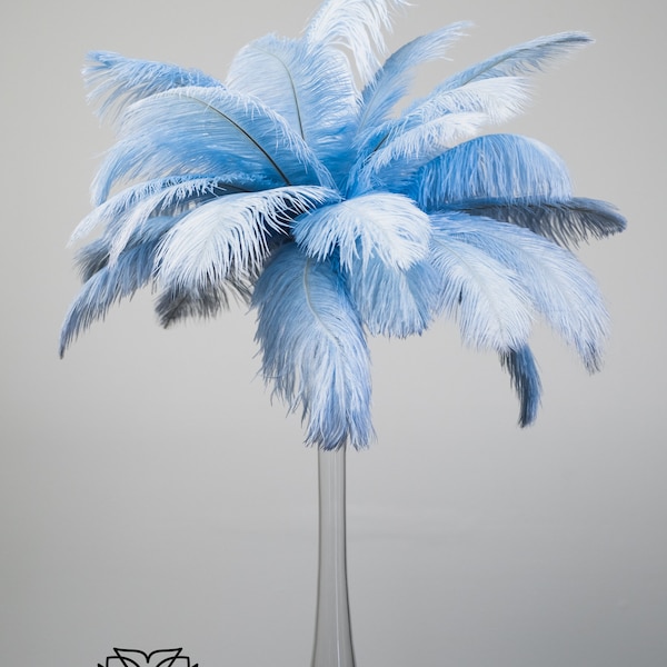 10 Pc DUSTY BLUE OSTRICH Feathers 12-14"/Dusty feathers/baby blue feather/pastal feathers/ostrich feather glam/sky blue ostrich centerpiece