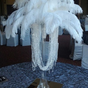 50 Feet of Crystal/Acrylic Garlands White Ostrich Feather Centerpiece for Glam Glitz Bling Hollwood theme image 6