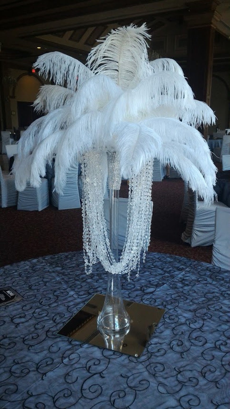 50 Feet of Crystal/Acrylic Garlands White Ostrich Feather Centerpiece for Glam Glitz Bling Hollwood theme image 6