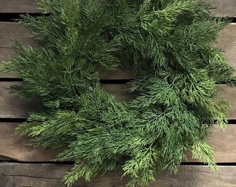 17" Fresh Touch Cedar Wreath/Green Artificial Wreath/Green Wreath/Natural Looking Wreath/Outdoor Wreath/Green Outdoor Wreath/