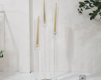 34" Acrylic Candleholder with Glass Top