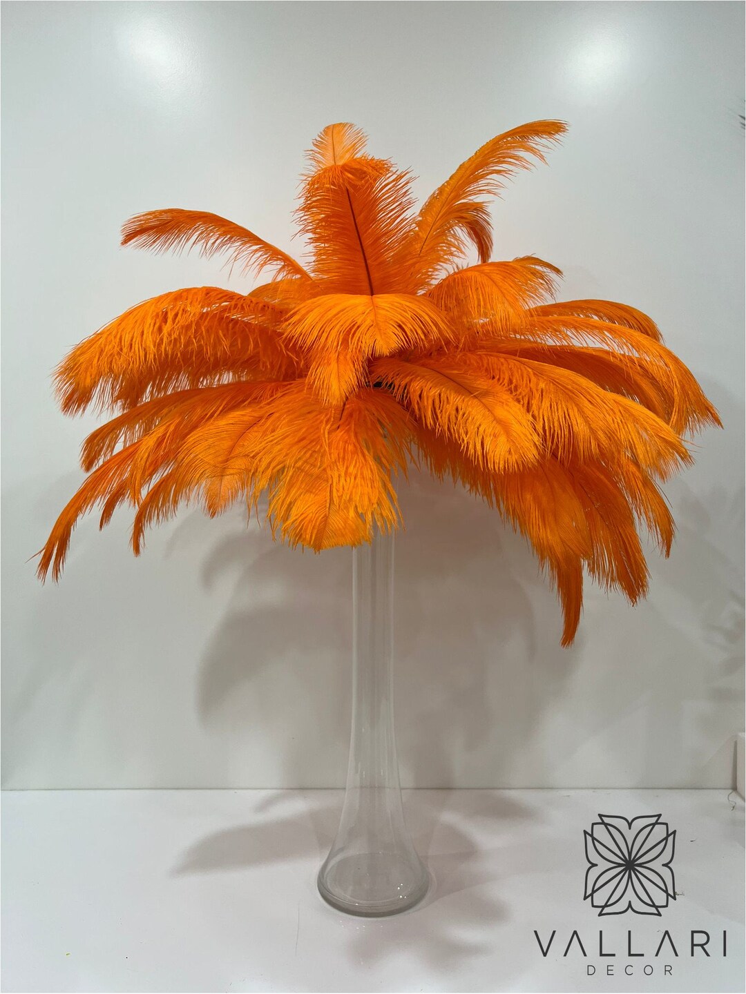 Orange Ostrich Feather Centerpiece Kits With 24 Eiffel Tower Vase Etsy