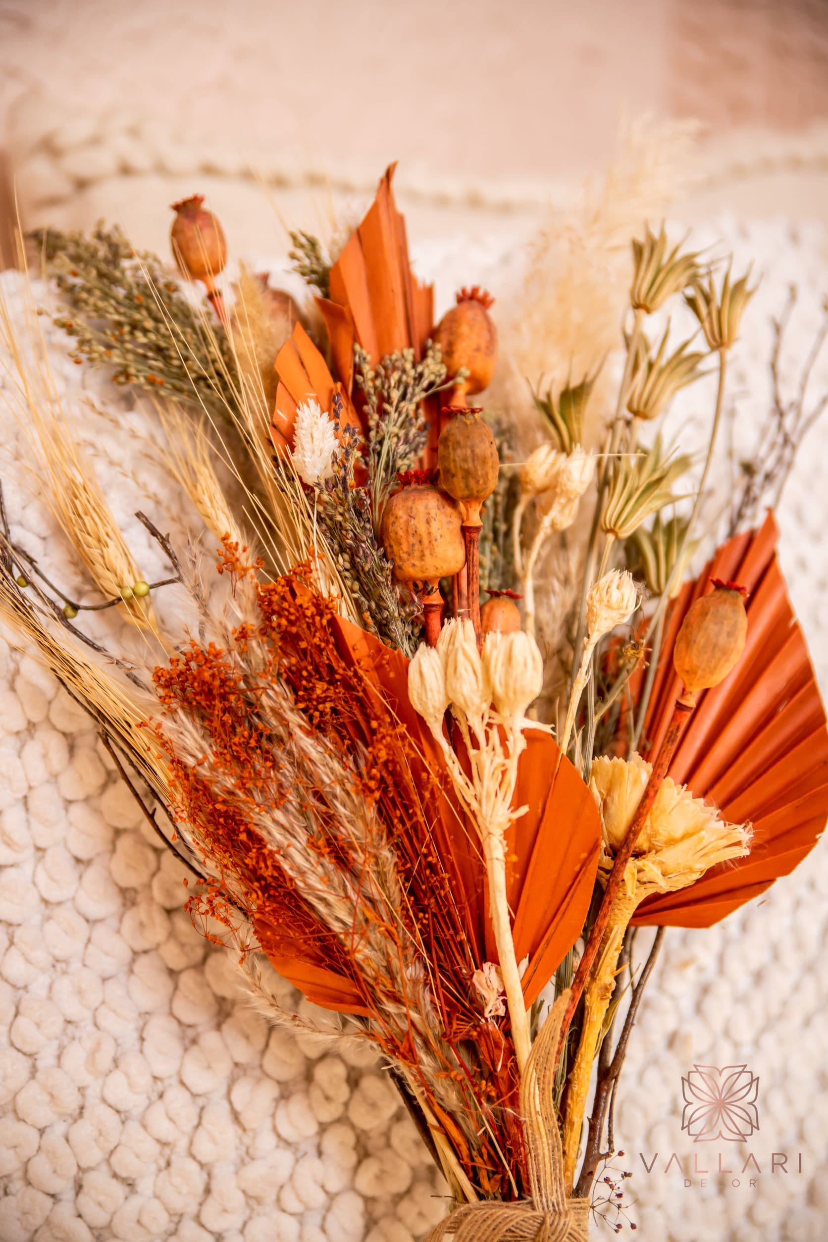 Dried Poppy Orange and Moss Green Floral Bouquet/25 Dried Poppy Orange and Moss Green Floral Bouquet/25