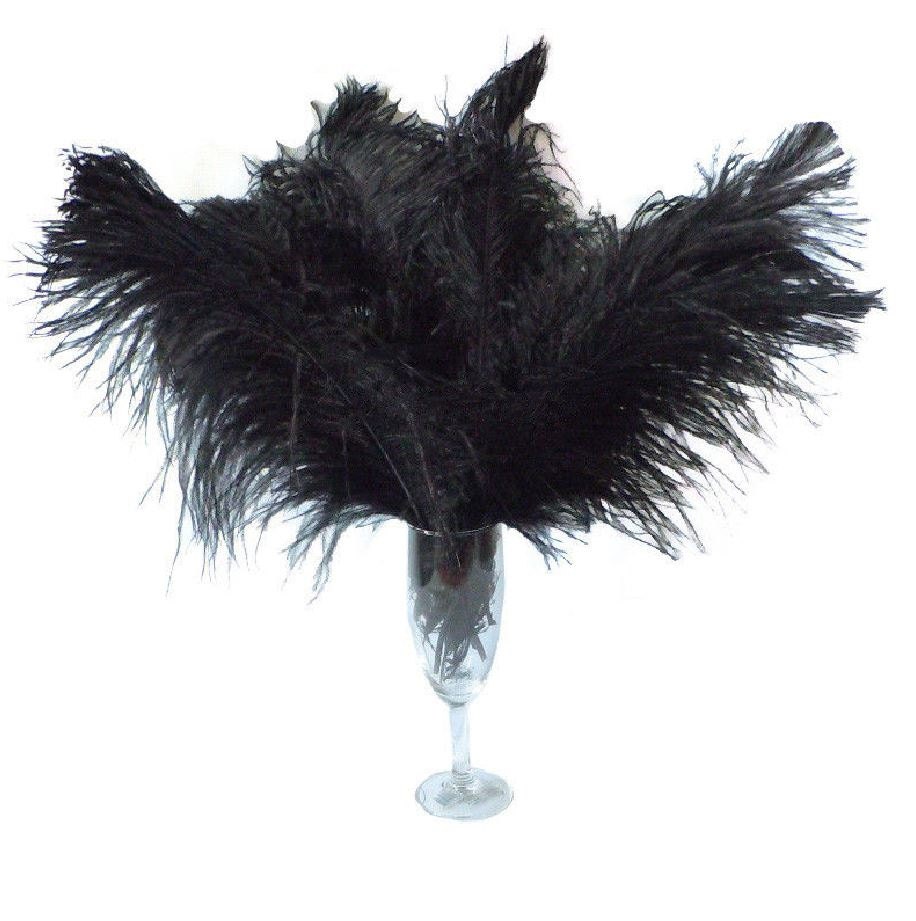Black Ostrich Feathers for Centerpieces: 60 Pcs 12-14 Inches (30-35 cm)  Ostrich Feathers Bulk, Large Feathers for Centerpieces, Table, Flower