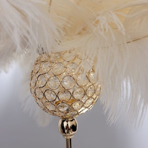 28 Tall GATSBY LARGE CRYSTALS Gold Crystal Globe Stand Ostrich Feather Centerpiece Great Gatsby/Wedding/Old Hollywood/Glitz andGlam Round Globe