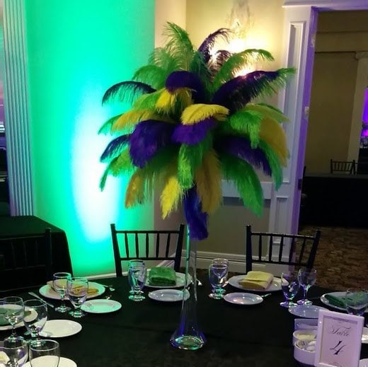 Mardi Gras Yellow Green Purple Ostrich Feather Centerpiece for BirthdayHoliday partiesGreat Gatsby Roaring 20sHollywood Glam