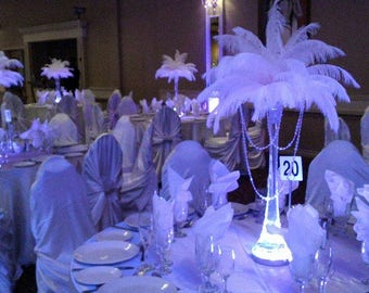 Acrylic Garland Vase Ostrich Feather Centerpiece for Weddings/Birthday/Holiday parties/Great Gatsby/ Roaring 20's/Hollywood Glam Themes