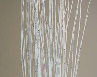 May include: A bunch of white birch branches with natural bark details. The branches are slender and have a rustic, natural look.