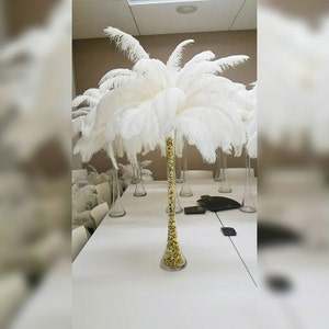 Gold Bling Ice Crystal Ostrich Feather Centerpiece for Weddings/Birthday/Holiday parties/Great Gatsby/ Roaring 20&#39;s/Hollywood Glam Themes