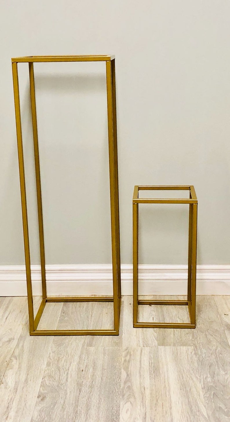 Modern Rectangle Stand Metal Gold Geometric Vase Frame 50