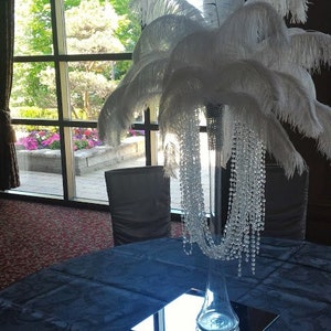 50 Feet of Crystal/Acrylic Garlands White Ostrich Feather Centerpiece for Glam Glitz Bling Hollwood theme image 3