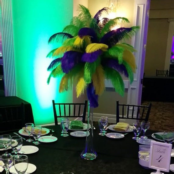 Mardi Gras Ostrich Feather Centerpiece Kits With 24 Eiffel Tower Vase Mardi  Gras Decorations Mardi Gras Centerpiece Mardi Gras Party Supply 