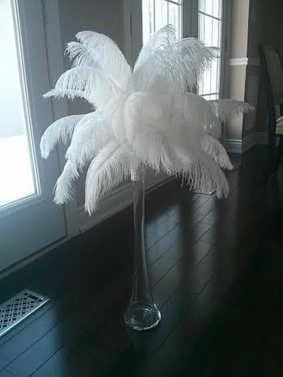 24 Ostrich Feather Centerpiece for Weddings/birthday/holiday Parties/great  Gatsby/ Roaring 20's/hollywood Glam Themes 14-16 White Feathers 