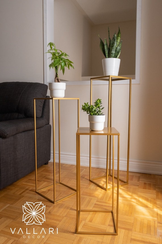 Modern Home Rectangle Stand Metal Gold Geometric Vase/metal Frame/ Tall  Stand/ Four Rod Stand/metal Vase/ Metal Vase/metal Riser 