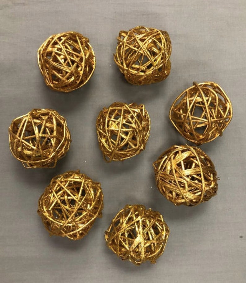 Brown Wicker Balls 8pc Decorative Balls Rustic Decor Ideas Etsy