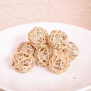 Natural Wicker Balls, 8pc Decorative Balls, Rustic Decor Ideas, Rustic Bawl Filler, Wicker Decoration,  Rustic Table Decor