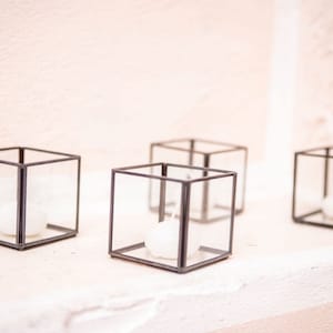 Black 2.8&quot; Glass Votive Geometric Terrarium/Wedding Table Decor/Succulent Planter/Terrarium Kit/Terrarium Gift/Terrarium Centerpiece/