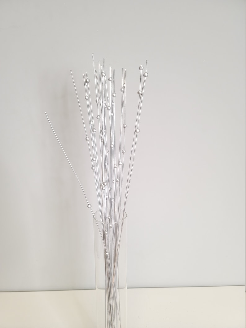 New Silver Twigs With Tiny Beads/Branches/Centerpiece decor/Red Branches/Silver Branches/Gold Branches/Glitter Branches/Silver Branches image 1