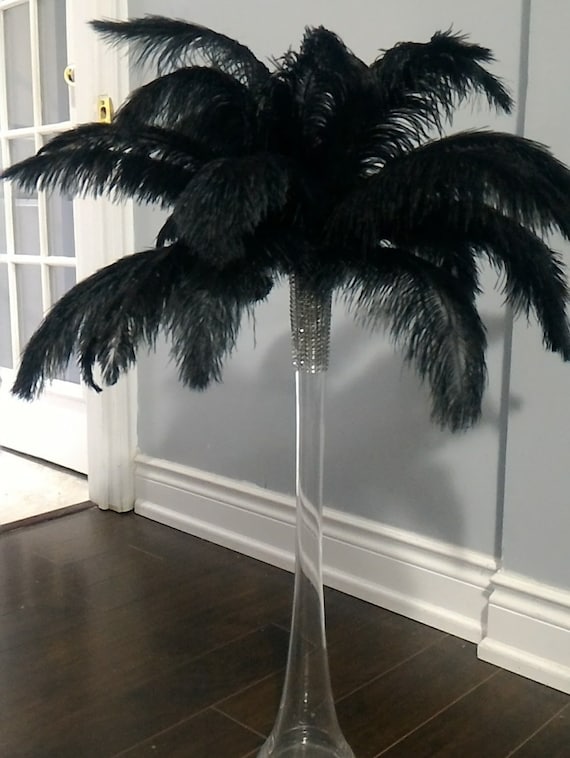 Black Ostrich Feather Centerpiece for Weddings/birthday/holiday