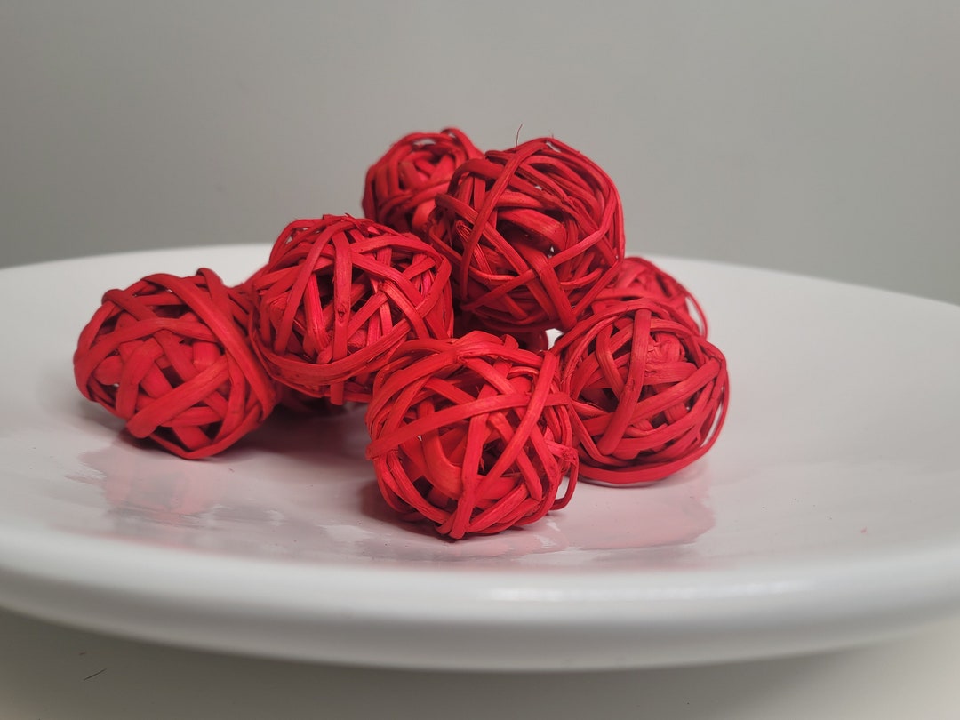 NEW Red Wicker Balls 6 Pc Decorative Balls Rustic Decor Etsy