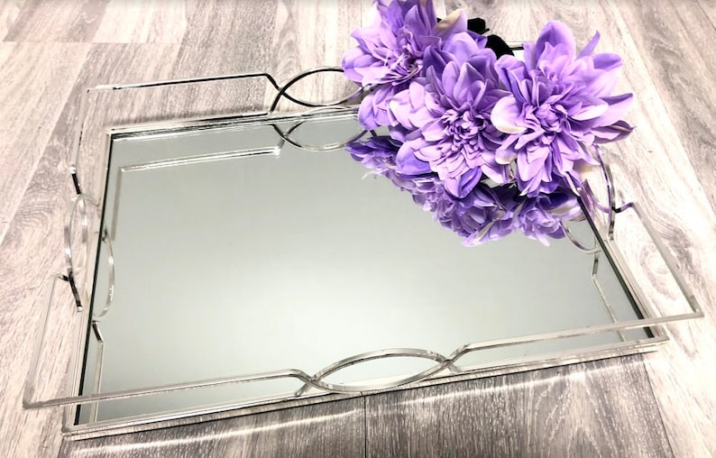 Silver Vanity Trays/ Perfume Tray/ Makeup Tray/ Cupcake Tray/ Gold Tray/ Bedroom Vanity Tray/ Bathroom Vanity Tray/ Mirror Base Tray/ image 2