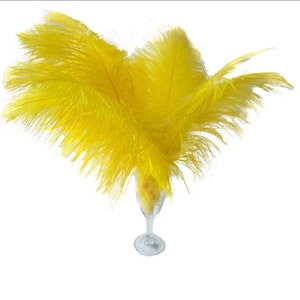 10 Pcs 8-10&quot; 10-12&quot; 12-14&quot; 14-16&quot; Yellow Ostrich Feather Plume 14-16&quot;