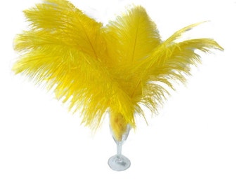 10 piezas de plumas de avestruz amarillas de 8-10", 10-12", 12-14", 14-16" (20-25 cm), 14-16" (35-40 cm)