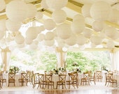 40 Round Chinese White Paper Lantern LED Light Set  DIY KITS for Wedding Party Event Sky Decoration Light