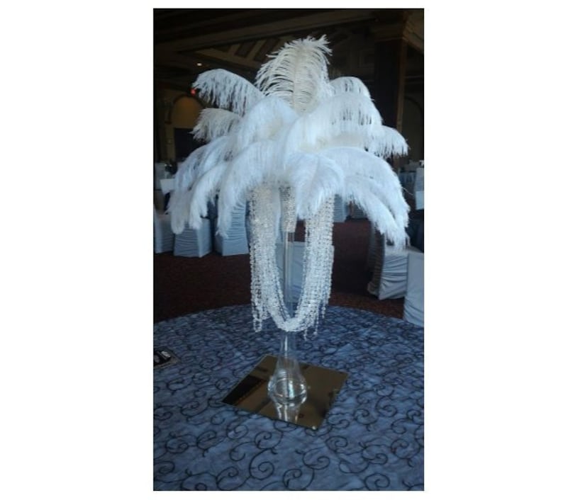 50 Feet of Crystal/Acrylic Garlands White Ostrich Feather Centerpiece for Glam Glitz Bling Hollwood theme image 1