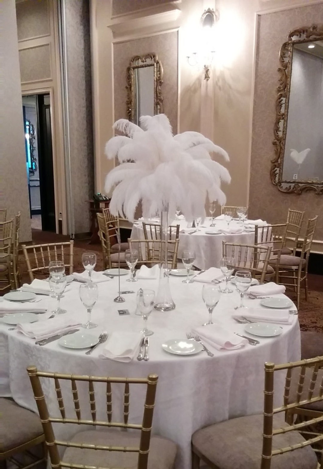 Ostrich Feather Centerpiece Kits With 24 Eiffel Tower Vase 