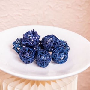 Blue Wicker Balls, 8pc Decorative Balls, Rustic Decor Ideas, Rustic Bawl Filler, Wicker Decoration,  Rustic Table Decor