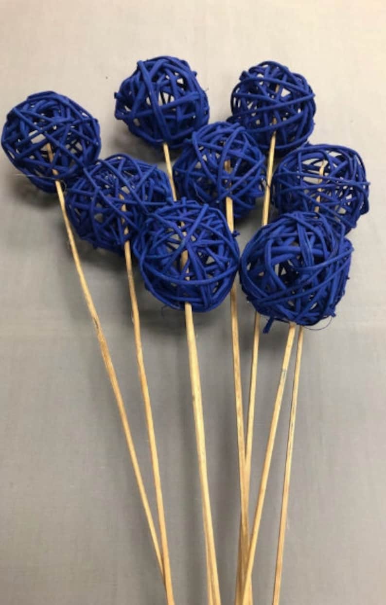 White Big Wicker Balls on Sticks 8pc Decorative Balls Rustic Etsy