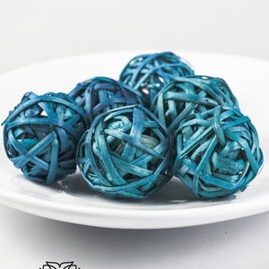 Blue Big Wicker Balls, 6  Decorative Balls, Rustic Decor Ideas, Rustic Bawl Filler, Wicker Decoration,  Rustic Table Decor