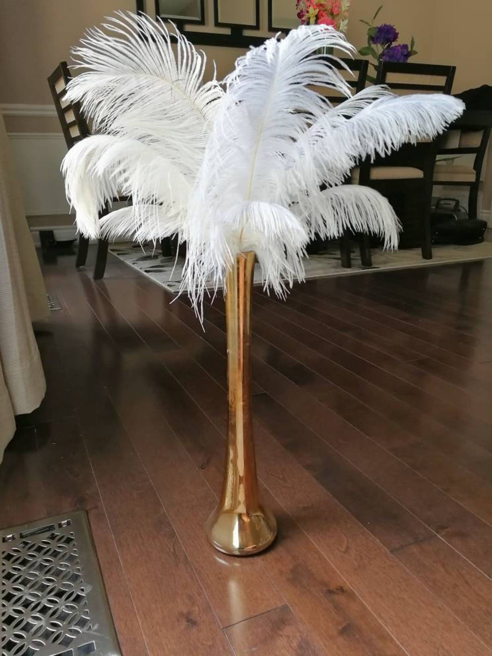 Gold 16 Tall Ostrich Feather Centerpiece Kits With Round - Etsy