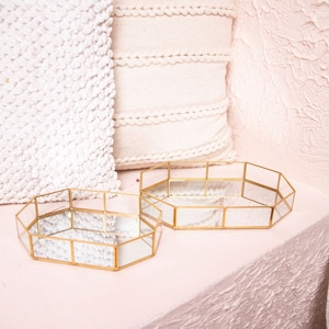 Terrarium Styled Vanity Trays/ Perfume Tray/Makeup Tray/ Gold Tray/Bathroom Vanity Tray/ Mirror Base Tray/Gold Trim Tray/Shirni tray