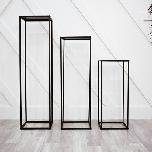 NUEVO SOPORTE PARA PLANTAS NEGRO MATE/SOPORTE RECTANGULAR DE METAL/JARRON/MARCO DE METAL/SOPORTE ALTO/SOPORTE DE CUATRO VARILLAS/JARRON DE METAL/JARRON DE METAL/ELEVADOR DE METAL/DECORACIÓN PARA EL HOGAR