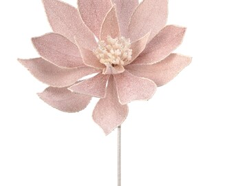 24" Blush Flocked Poinsettia/Holiday Decor/Christmas Decorations/Poinsettia Picks/Poinsettia Flowers/Poinsettia Plants
