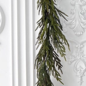 Norfolk Pine Stem Real Touch Green Faux Artificial Pine Spray Christmas Greenery  Winter Holiday Artificial Evergreen Cedar 