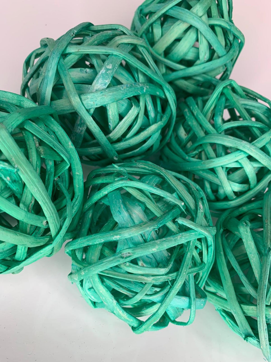 Blue Holiday Wicker Balls 6 Decorative Balls Rustic Decor Etsy