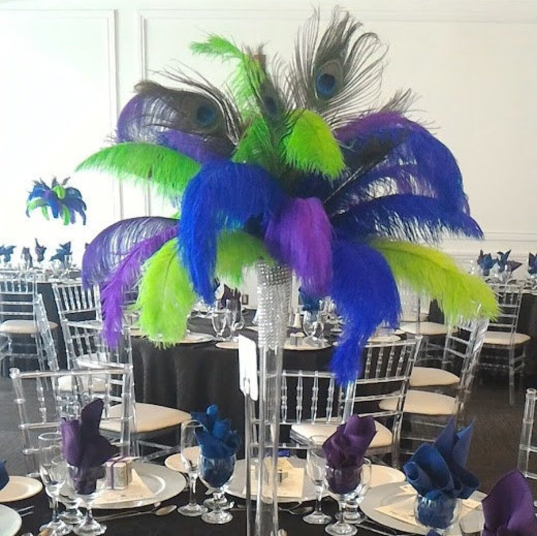 Ostrich and peacock feather centerpieces deals