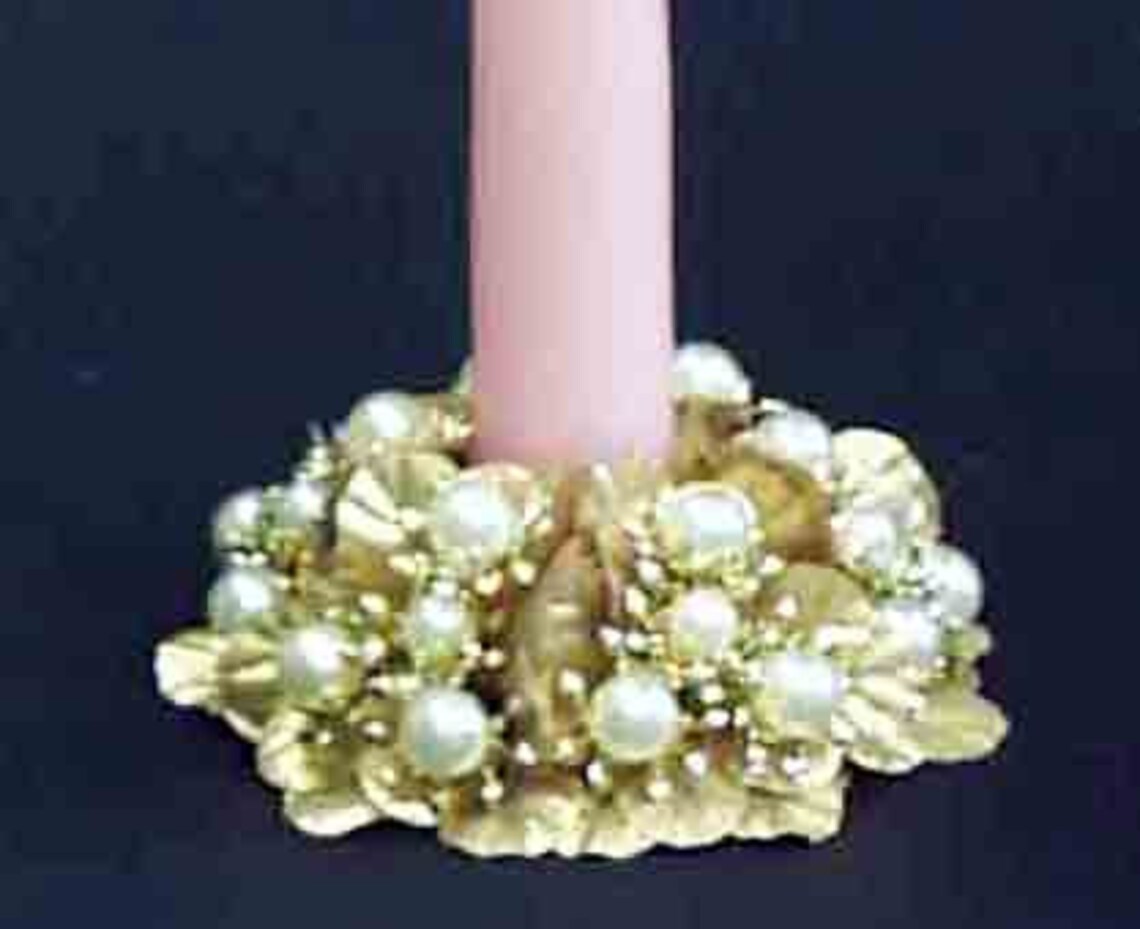1 Pearl and Gold Metallic Candle Ring/candle Decor/table Etsy