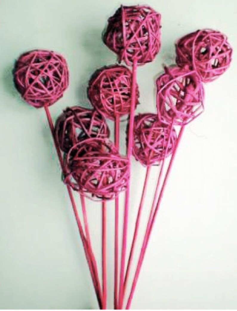 White Big Wicker Balls on Sticks 8pc Decorative Balls Rustic Etsy