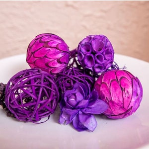 Purple Deco Balls Seed Pods, Dried Mintolla Balls, Dried Seed Pod, Natural Flower Pods, Dried Floral Supplies, Wood Rustic Decor, Rustic