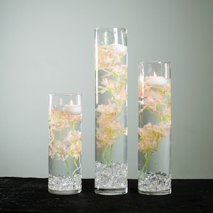 Submersible Pink, White, Blue, turquiose Cherry Blossom Floral Wedding Centerpiece with Floating Candles and Acrylic Crystals Kit image 4