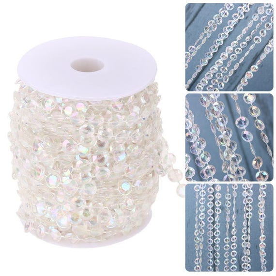 Acrylic Beaded Garlands, 30' Long Diamond Shaped Strands of Beads, Square  Beads, Faceted Diamond Strands