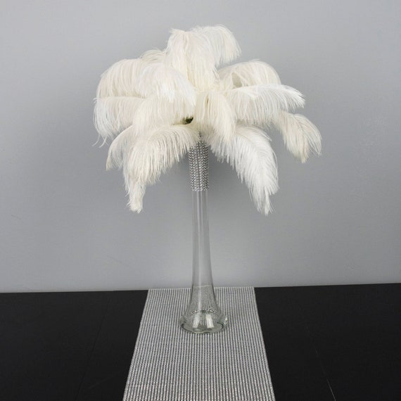 20 Gold Tall Ostrich Feather Centerpiece Kits With Round Eiffel