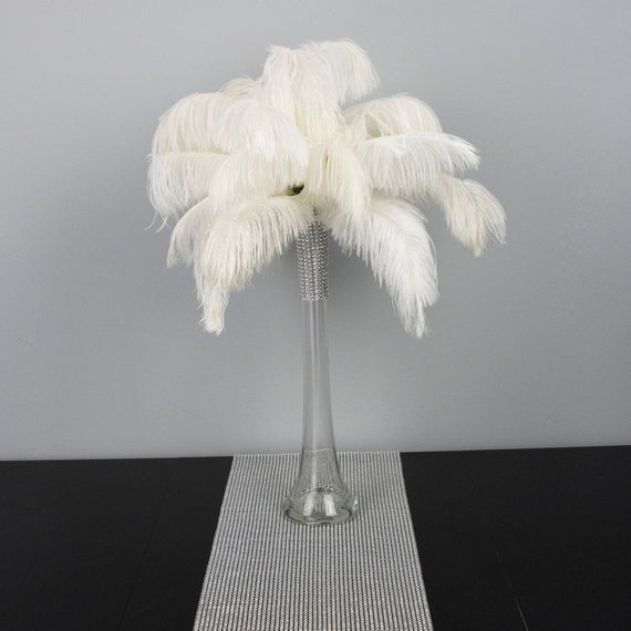 20 Tall Ostrich Feather Centerpiece Kits With Round Eiffel Tower