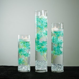 Submersible Pink, White, Blue, turquiose Cherry Blossom Floral Wedding Centerpiece with Floating Candles and Acrylic Crystals Kit image 6