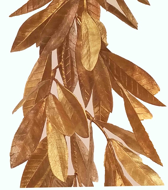 6FT Gold Bay Leaf Garland/Faux Garlands/Vines/Greenery/Wedding Centerpieces/Home Decor/Faux Vines/Garlands/Douglas Fir Garland